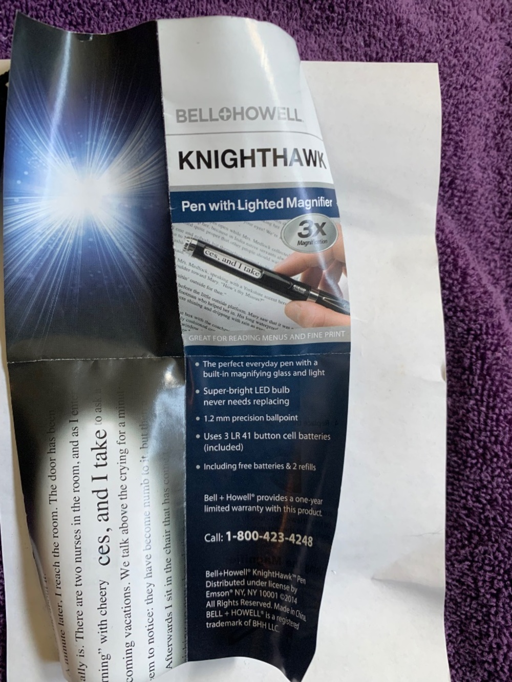 New Knight Hawk Set of 4 Assorted Color Pen with Lighted Magnifier - Picture 5 of 10